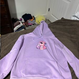 Purple Hoodie with Cartoon Graphic
